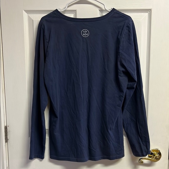 Life Is Good Dark Blue V-Neck Long Sleeve Shirt - Picture 4 of 4